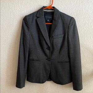 Banana Republic Gray Fitted Notched Collar Jersey Top